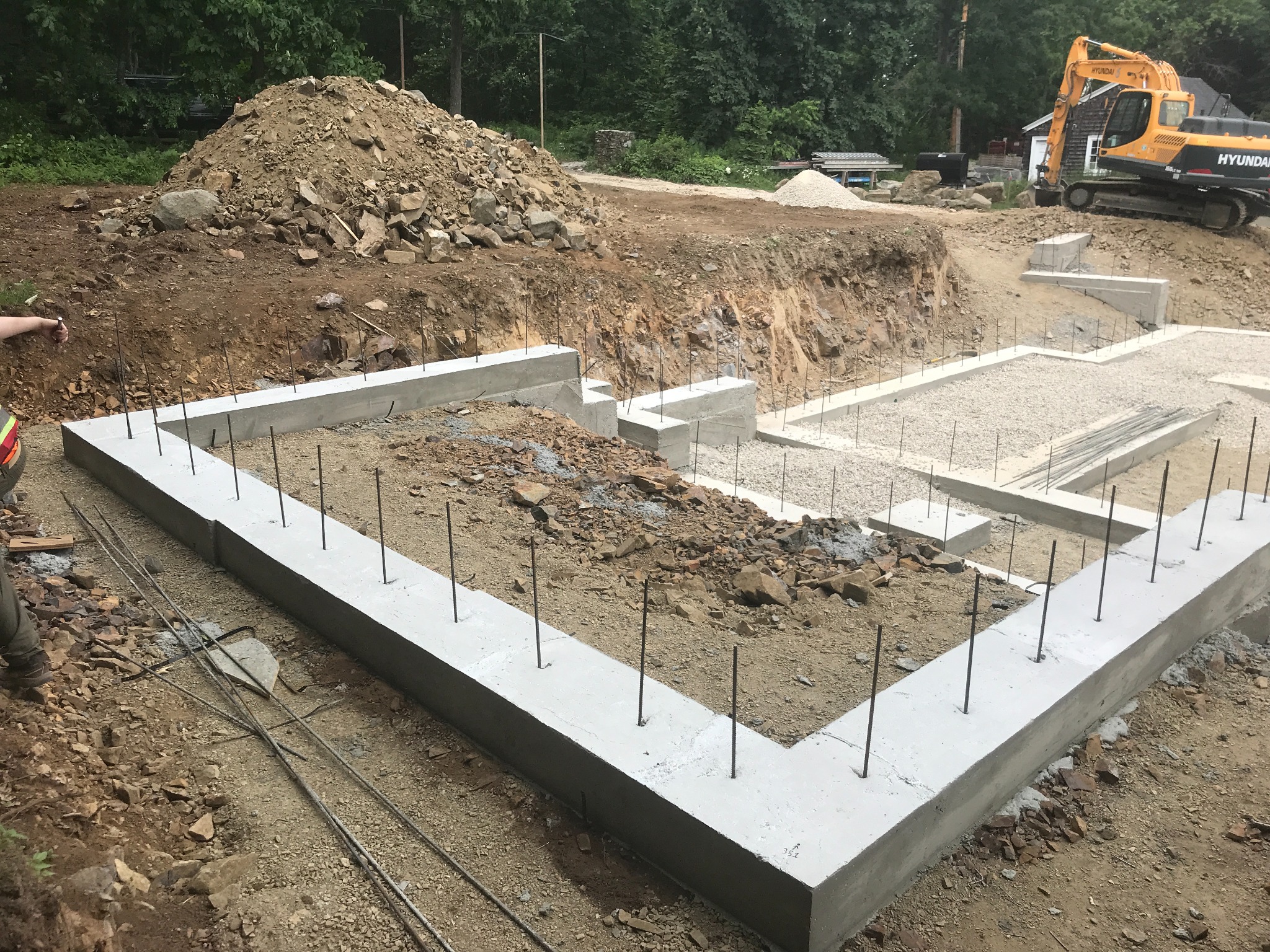 Construction layout survey for foundation work in southern Maine